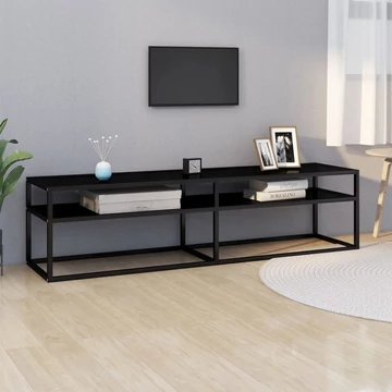 Fekete edzett üveg TV-szekrény 160 x 40 x 40,5 cm