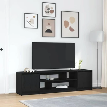 Fekete tölgy színű szerelt fa TV-szekrény 188,5x41x50 cm