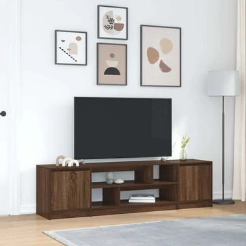 Fekete tölgy színű szerelt fa TV-szekrény 188,5x41x50 cm
