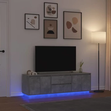 Betonszürke TV-szekrény LED lámpákkal 160,5x41x50 cm