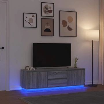 Szürke sonoma színű TV-szekrény LED-lámpákkal 160,5x41x50 cm