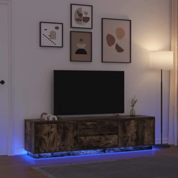 Füstös tölgyszínű TV-szekrény LED-világítással 193,5x41x50 cm