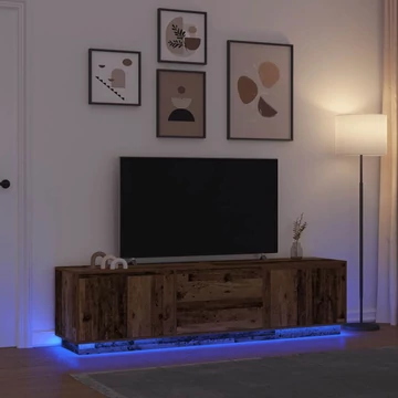 Antik fa színű TV-szekrény LED-lámpákkal 193,5x41x50 cm