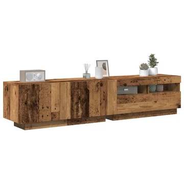 Antik fa színű szerelt fa TV-szekrény LED-ekkel 180x35x40 cm