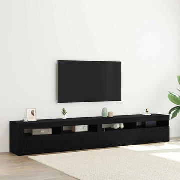 TV szekrények 2 db LED lámpával fekete tölgy szerelt fából