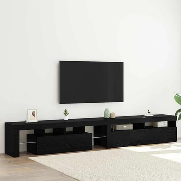 TV szekrények 2 db LED fényekkel fekete tölgy rétegelt fával