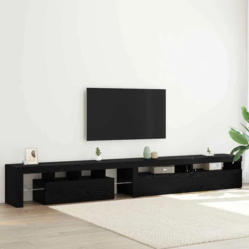 TV szekrények 3 db LED világítással Fekete tölgy Mérnöki fa