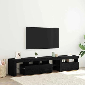 TV szekrények 2 db LED világítással Fekete tölgy Mérnöki fa