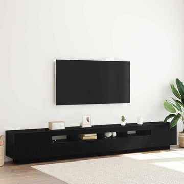 TV Szekrény LED Fénnyel Fekete Tölgy 260x35x40 cm Összeszerelve