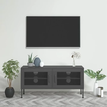 Antracitszürke acél TV-szekrény 105 x 35 x 50 cm