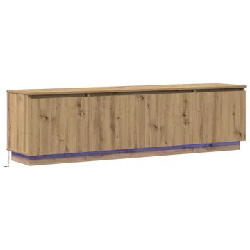 TV Szekrény LED Fénnyel Kézműves Tölgy 180x38x49 cm Rétegelt Lemez