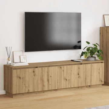 TV Szekrény LED Fénnyel Kézműves Tölgy 180x38x49 cm Rétegelt Lemez