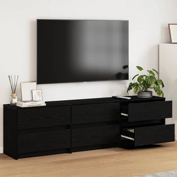 TV szekrény LED -es lámpákkal fiókkal tárolóval Fekete 182 x 34 x 50 cm Faanyag