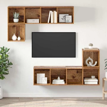 TV szekrény garnitúra 4 pcs Öreg fa 37 x 37 x 142.5 cm Faanyag
