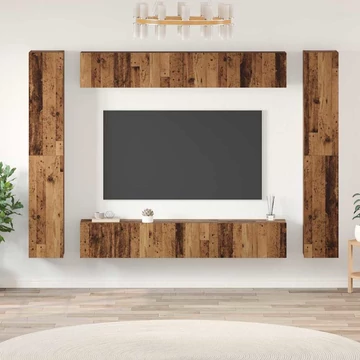 TV szekrény garnitúra 10 pcs Régi fa 30.5 x 30 x 90 cm Faanyag