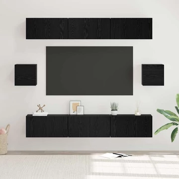 TV szekrény garnitúra 8 pcs Musta tammi 60 x 30 x 30 cm Faanyag