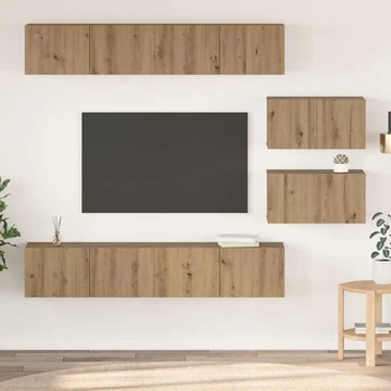 TV Szekrény Szett 6 pcs kézműves tölgy 80 x 30 x 30 cm Közepes