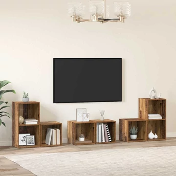 TV Szekrény Szett polcokkal tárolóval 6 pcs Öreg fa Faanyag