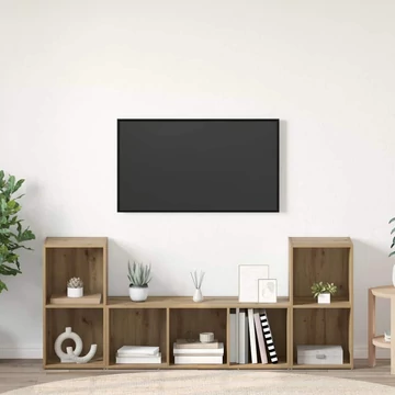 TV Szekrény Szett 3 pcs Barna 107 x 35 x 37 cm Faanyag