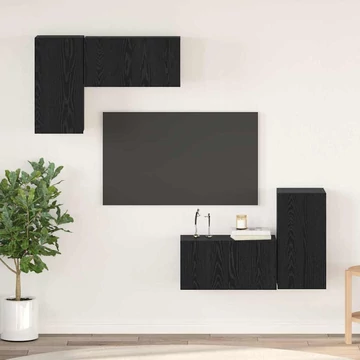 TV szekrény szett polcokkal tárolóval ajtóval 4 pcs Fekete tölgy 60 x 30 x 30 cm