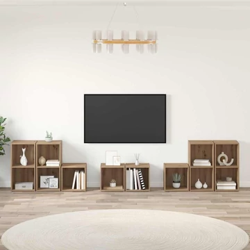 TV Szekrény Szett polcokkal tárolóval 8 pcs Artisan tölgy Faanyag