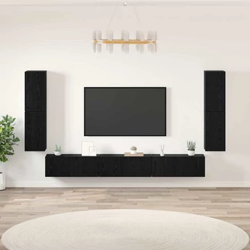 TV szekrény garnitúra ajtóval 5 pcs Fekete tölgy Faanyag