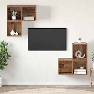 TV Szekrény Szett 4 pcs Öreg fa 37 x 37 x 72 cm Faanyag