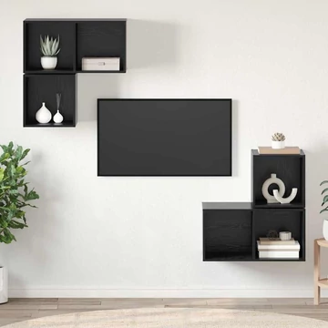 TV Szekrény Szett 4 pcs Musta tammi 37 x 37 x 72 cm Faanyag
