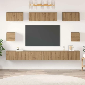 TV Szekrény Szett polcokkal Falra szerelhető Egyéb tárolóval 8 pcs kézműves tölgy