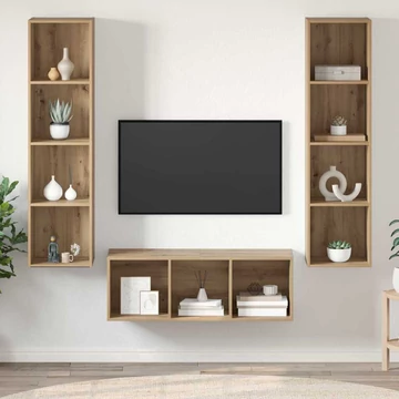 TV Szekrény Szett 3 pcs kézműves tölgy 37 x 37 x 142.5 cm