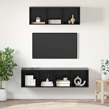 TV Szekrény Szett 2 pcs Musta tammi 37 x 37 x 142.5 cm Faanyag