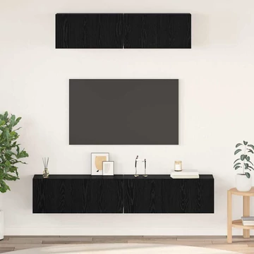 Fali TV Szekrény 4 pcs Fekete tölgy Kicsi 80 x 30 x 30.5 cm