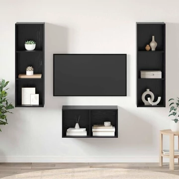 TV Szekrény Szett Musta tammi 37 x 37 x 107 cm Faanyag