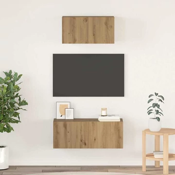 TV Szekrény Szett 2 pcs kézműves tölgy 80 x 30 x 30 cm Faanyag