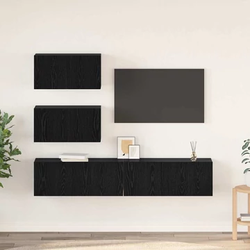TV Szekrény Készlet 4 pcs Fekete tölgy 80 x 30 x 30 cm Faanyag