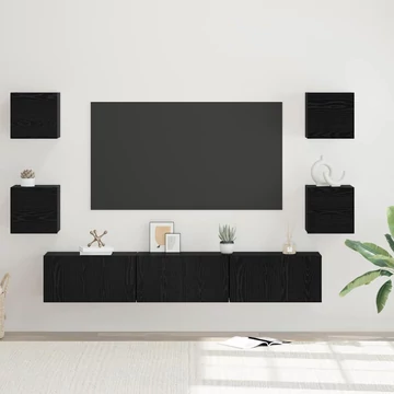 TV szekrény garnitúra Egyéb tárolóval ajtóval 7 pcs Fekete tölgy