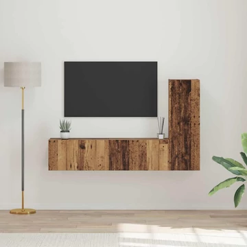 TV szekrény garnitúra 3 pcs Régi fa 150.5 x 30 x 90 cm