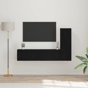 TV Szekrény Szett 3 pcs Fekete tölgy Kicsi 30.5 x 30 x 90 cm