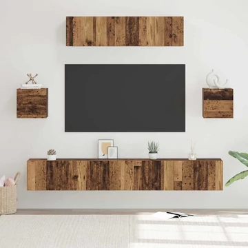 TV szekrény garnitúra 7 pcs Régi fa 80 x 30 x 30 cm Faanyag