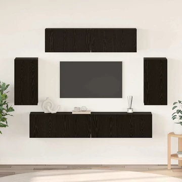 Fali TV Szekrény tárolóval ajtóval 6 pcs Fekete tölgy Faanyag
