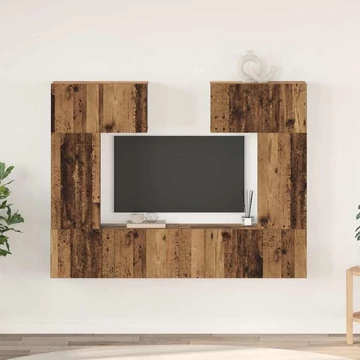 TV szekrény garnitúra polcokkal tárolóval ajtóval 6 pcs Öreg fa 80 x 30 x 30 cm