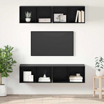 Fali TV Szekrény 4 pcs Musta tammi 37 x 37 x 72 cm Faanyag