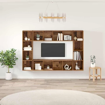 TV szekrény garnitúra 4 pcs Barna 37 x 37 x 142.5 cm Faanyag