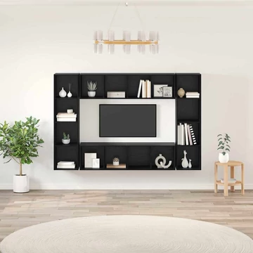 TV szekrény garnitúra 4 pcs Fekete 37 x 37 x 142.5 cm Faanyag