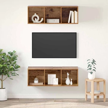 Fali TV szekrények 2 pcs Régi fa 37 x 37 x 107.5 cm Faanyag