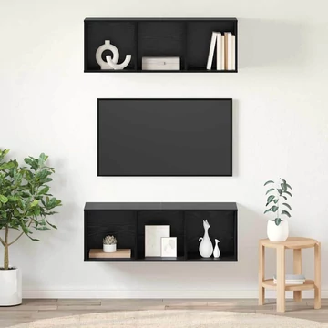 Fali TV szekrények 2 pcs Musta tammi 37 x 37 x 107.5 cm Faanyag
