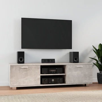 Betonszürke szerelt fa TV-szekrény 140 x 40,5 x 35 cm