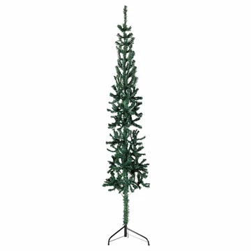 Zöld vékony fél műkarácsonyfa állvánnyal 150 cm
