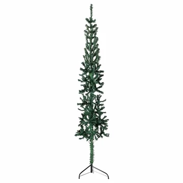 Zöld vékony fél műkarácsonyfa állvánnyal 210 cm