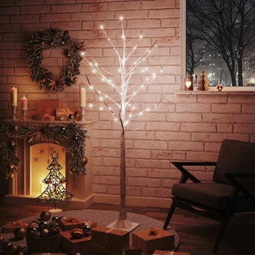 Fehér LED-es nyírfa 96 meleg fehér LED-del 180 cm